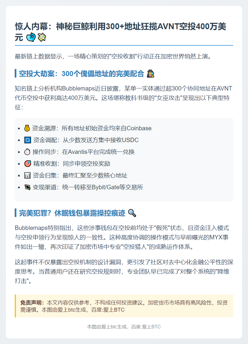 300地址操控AVNT空投获利400万