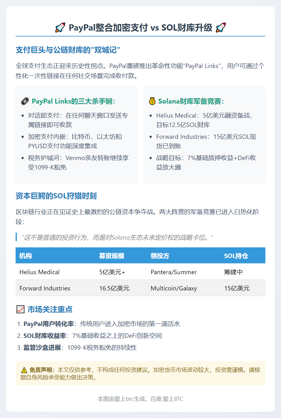 PayPal整合加密支付，SOL财库升级