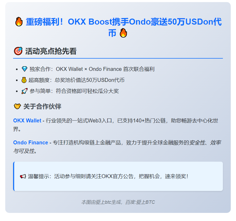 OKX携手Ondo推出Giveaway活动