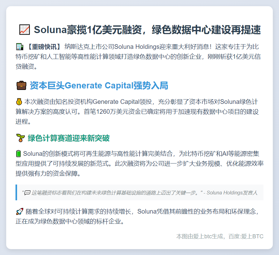 Soluna获1亿美元融资