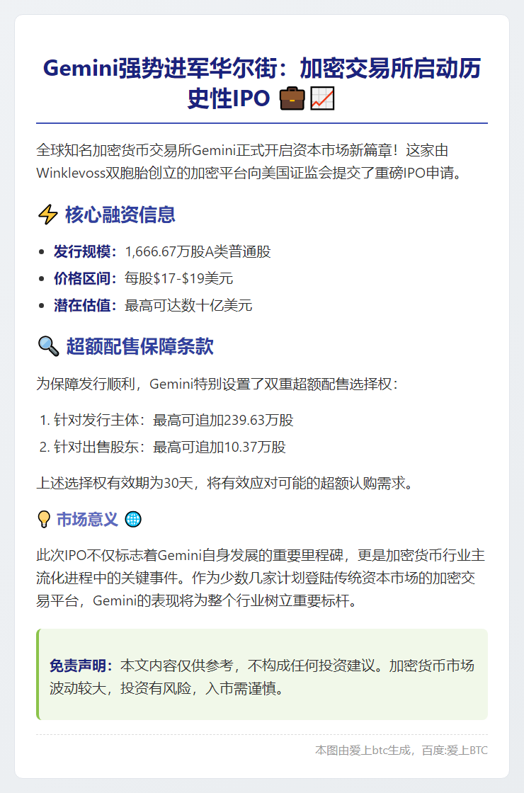 Gemini启动IPO