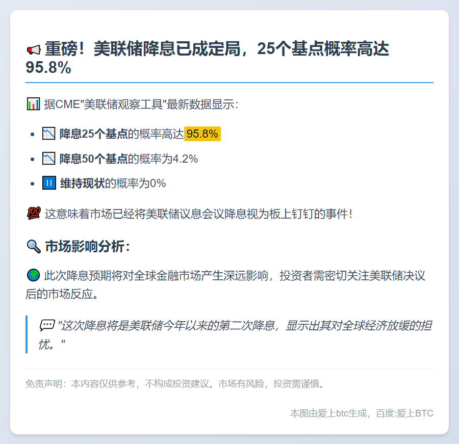 明晚美联储降息概率超95%