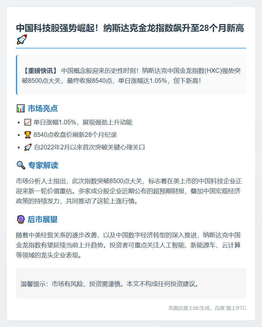 中概股金龙指数创两年新高