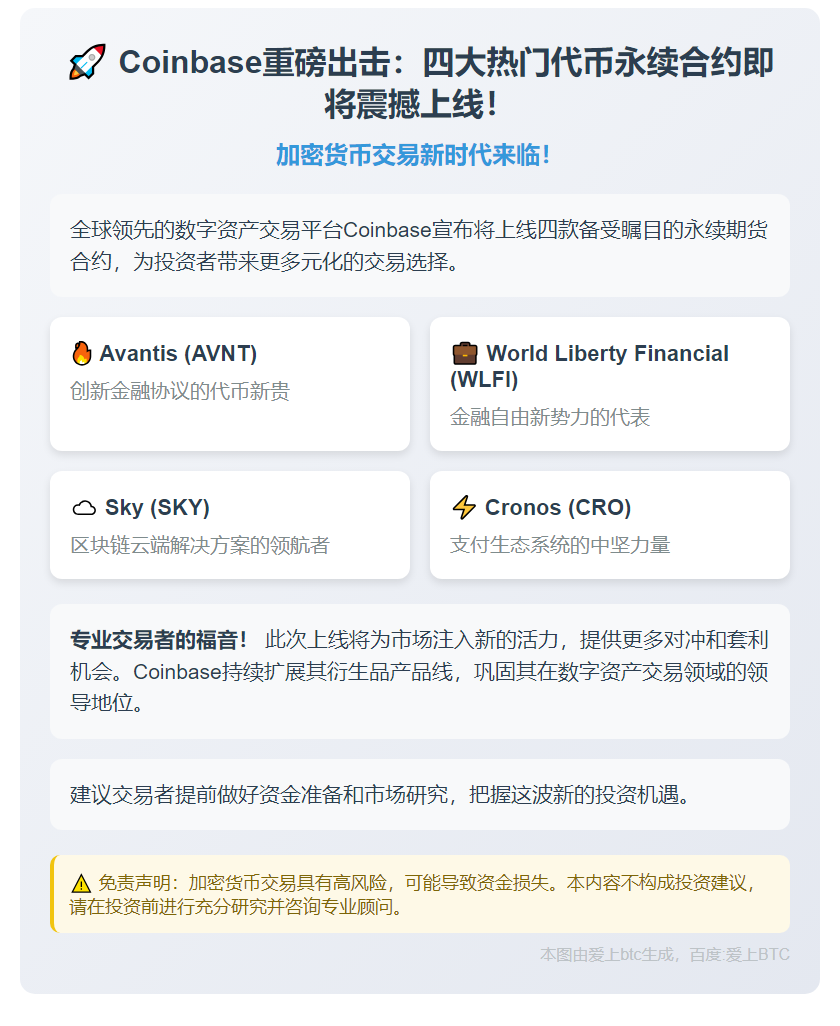 Coinbase上线AVNT等4种永续合约