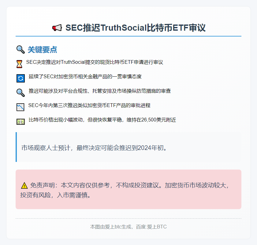 SEC推迟TruthSocial比特币ETF审议