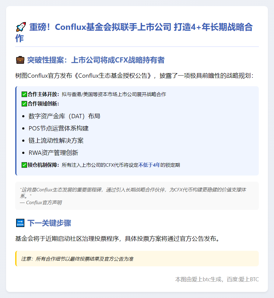Conflux拟与上市公司合作 CFX锁仓4年以上