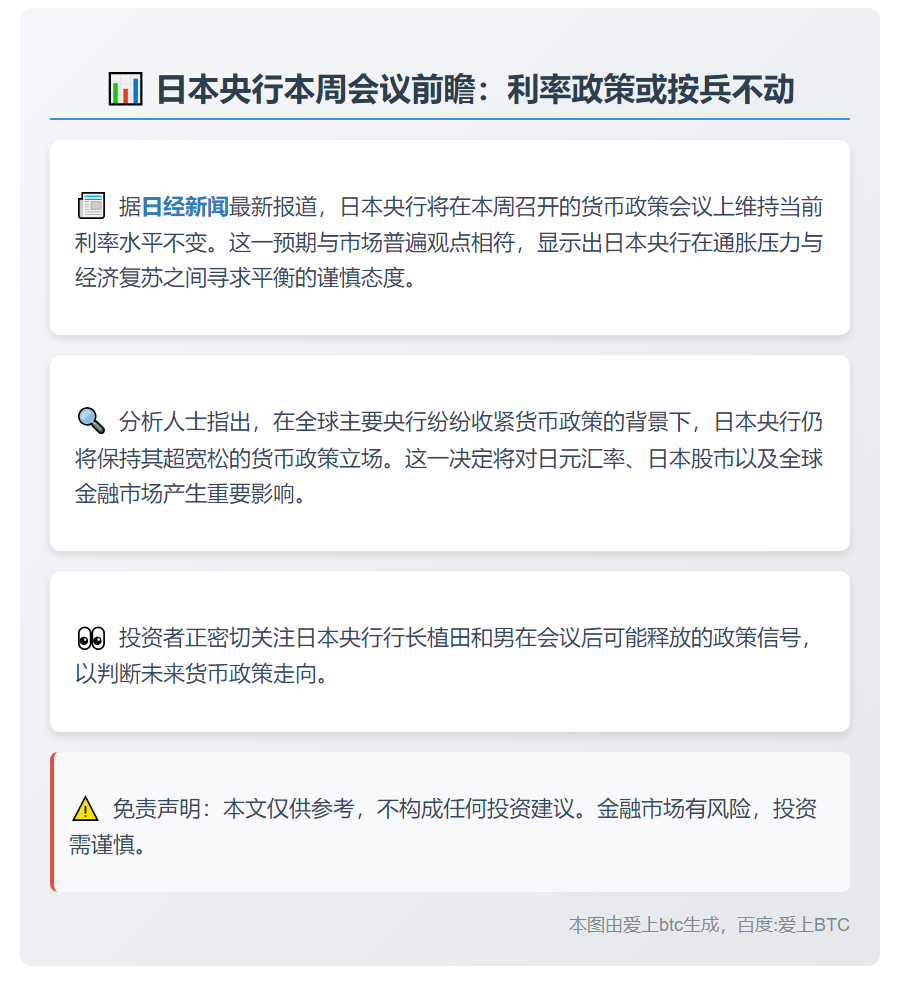 日央行本周料维持利率不变