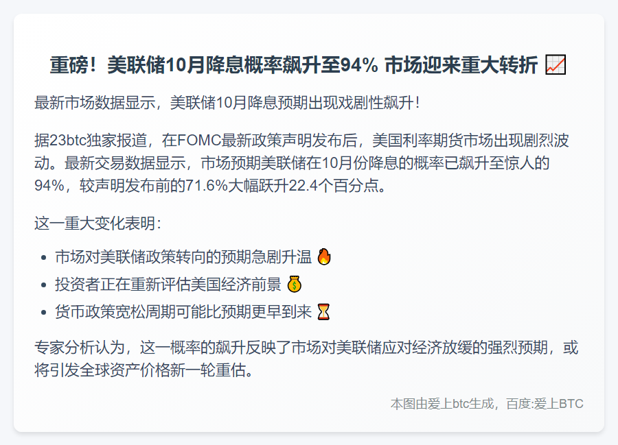 美联储10月或降息