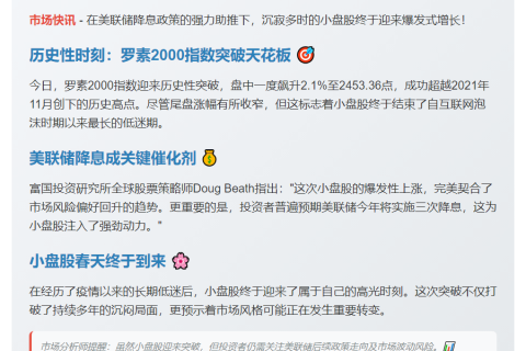 罗素2000因降息创新高