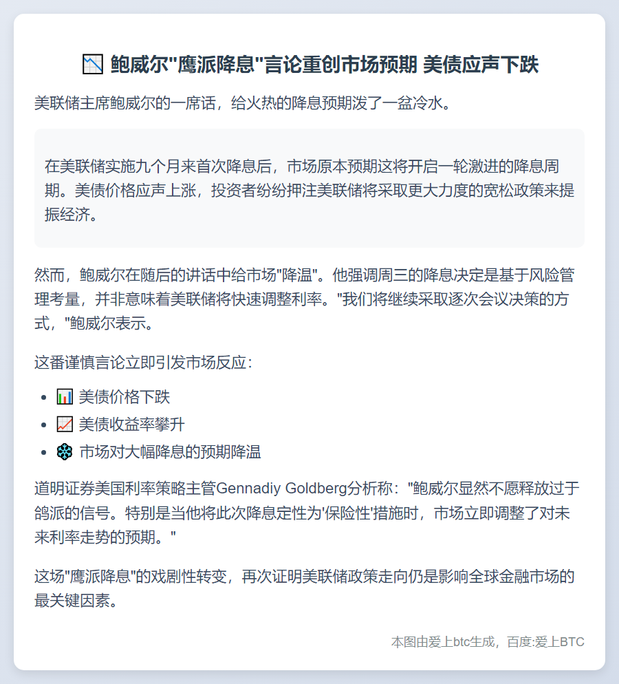 鲍威尔言论打压降息预期 美债走低