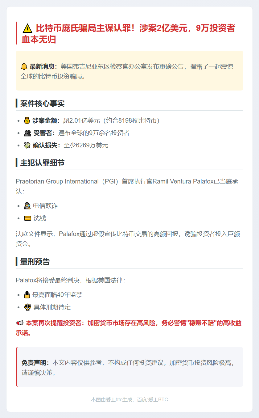 比特币庞氏骗局CEO认罪