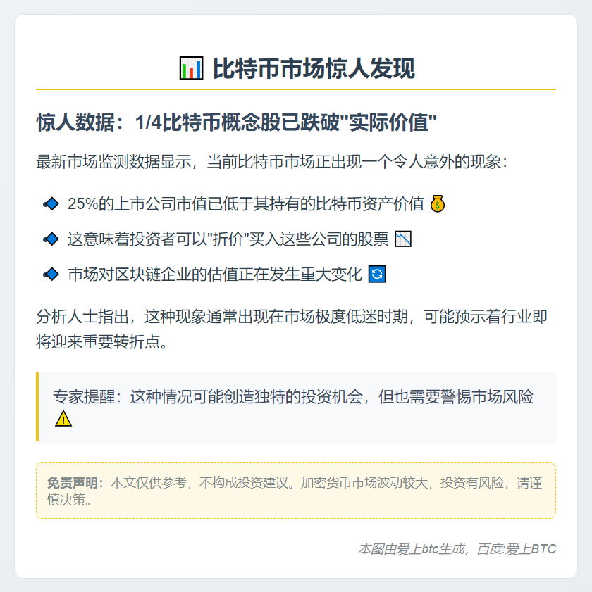 比特币财库公司25%市值不及持币价值