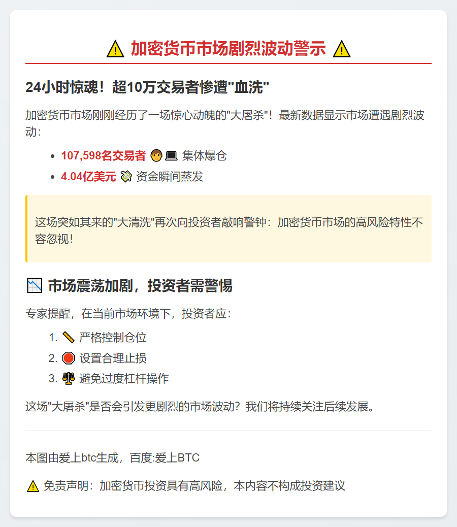 24小时加密货币清算达4.04亿美元