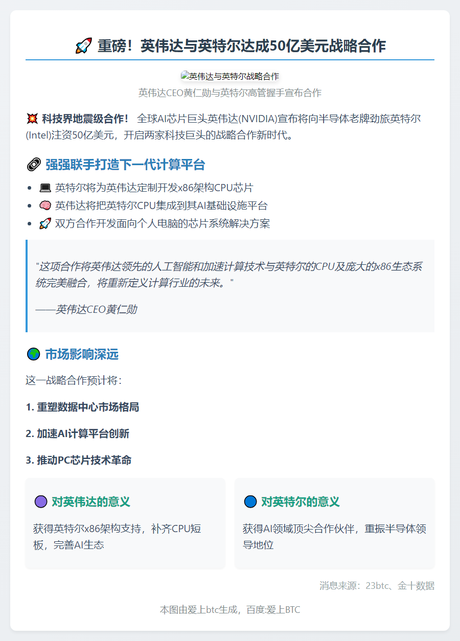 黄仁勋：英伟达AI与英特尔CPU深度整合