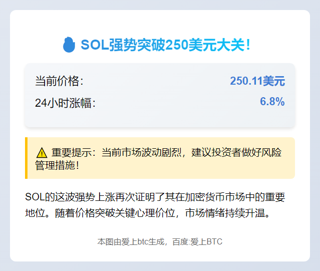 "SOL突破250美元大关"