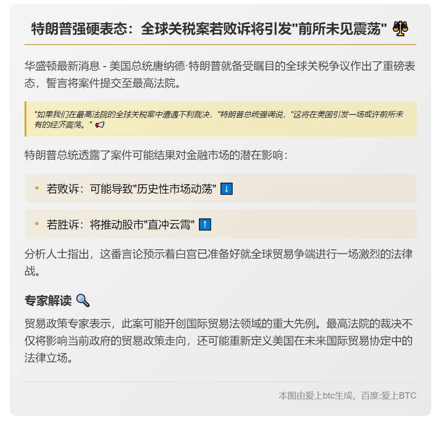 "特朗普将上诉最高法院关税案裁决"