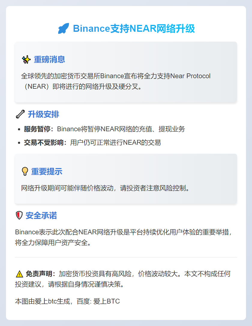 Binance支持NEAR网络升级