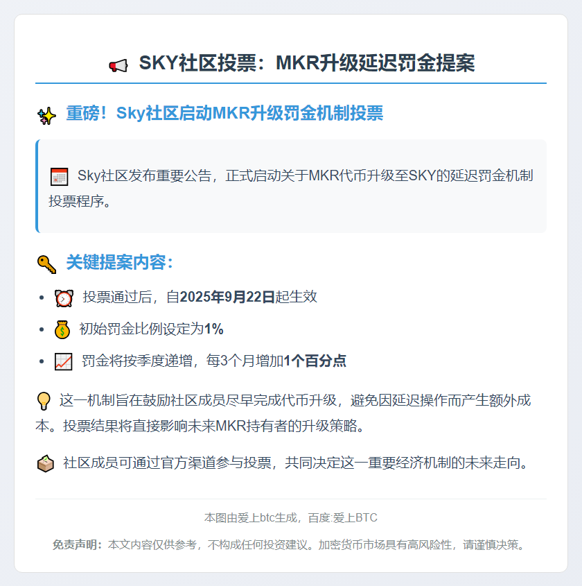 SKY社区投票：MKR升级延迟罚金提案
