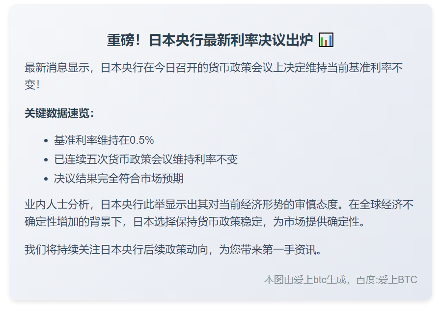 日本央行维持利率不变