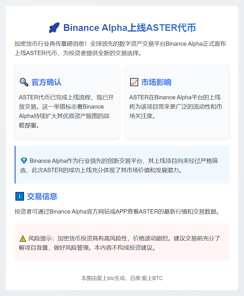 "Binance Alpha上线ASTER"