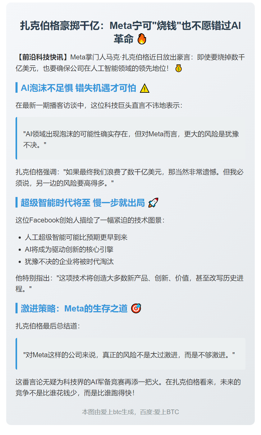 扎克伯格：宁亏千亿不输AI
