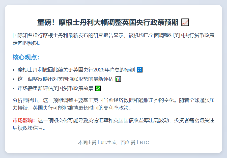 摩根士丹利：英央行2025年不降息