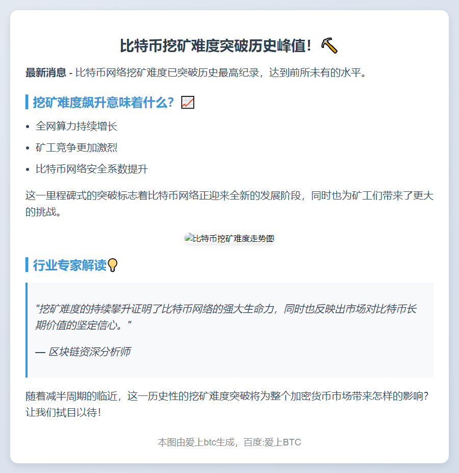 比特币挖矿难度破纪录