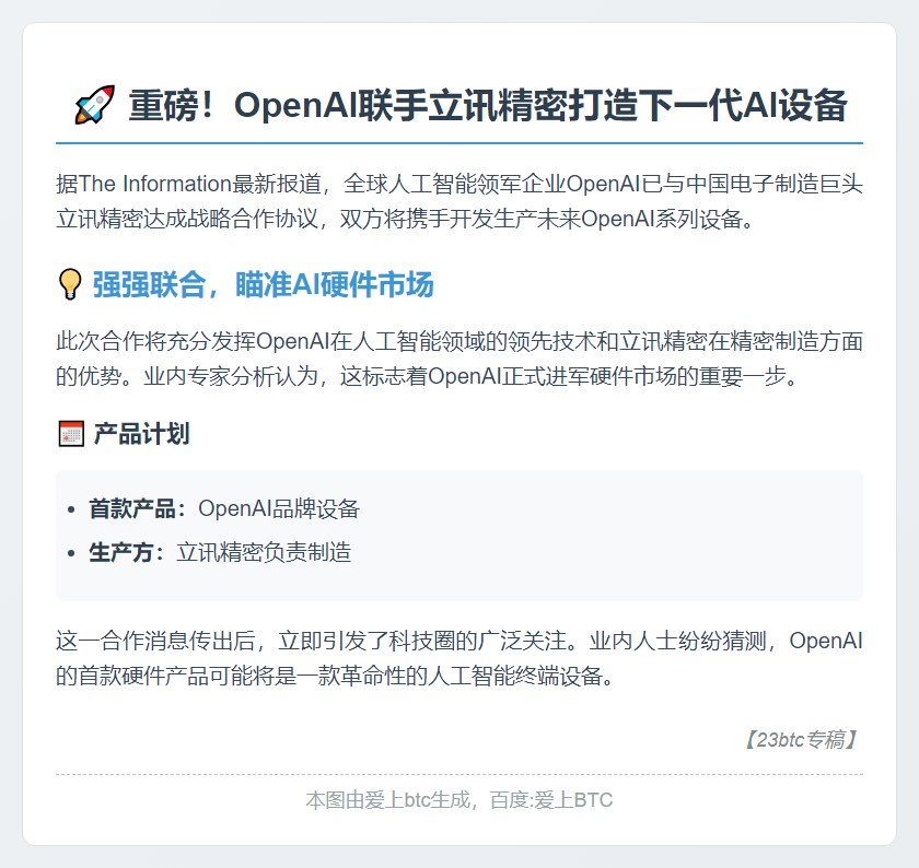 OpenAI联手立讯精密生产未来设备