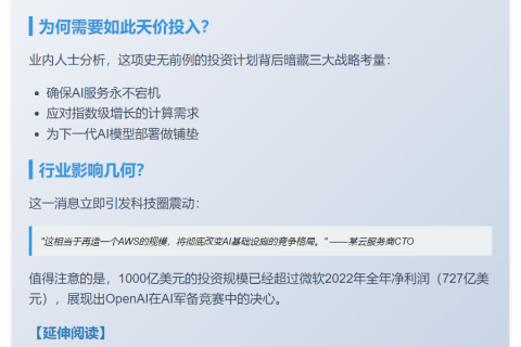 OpenAI拟投千亿建备用服务器