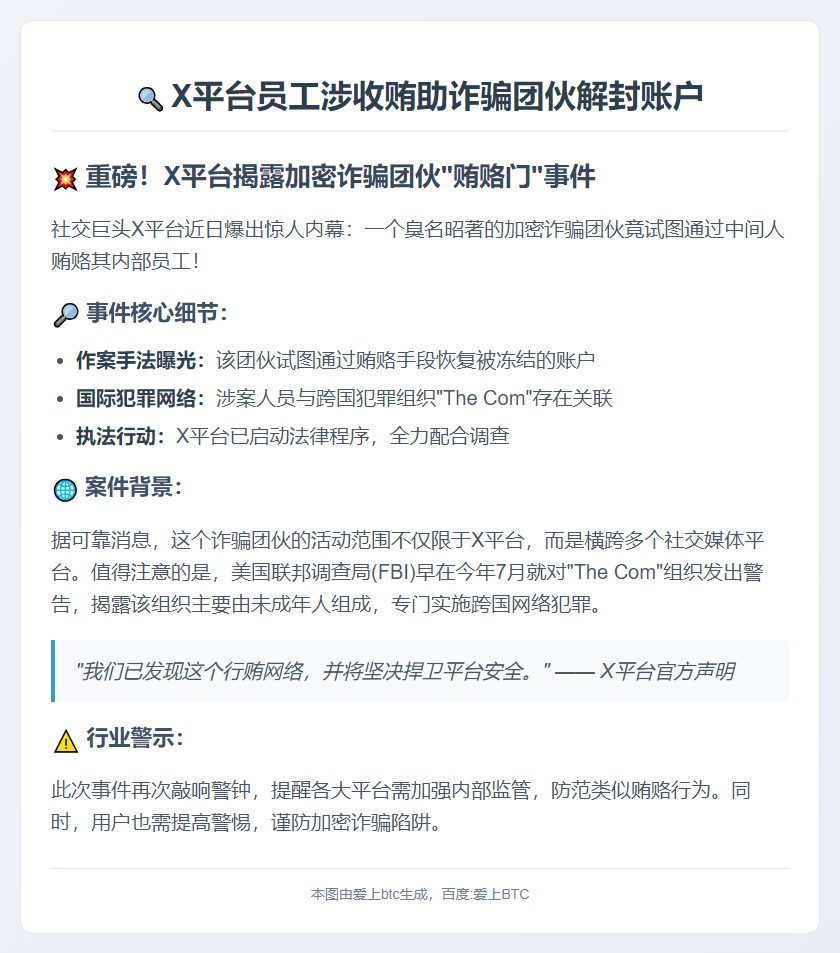 X平台员工涉收贿助诈骗团伙解封账户