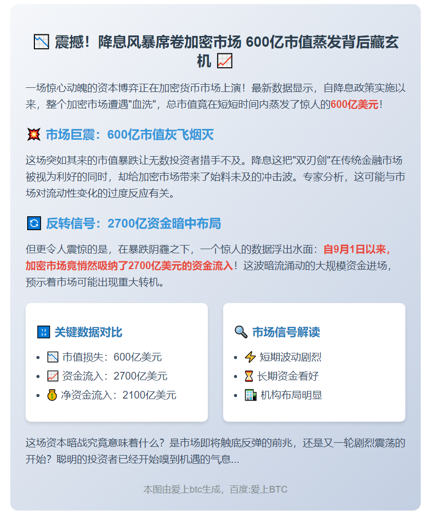 降息后加密货币市值蒸发600亿