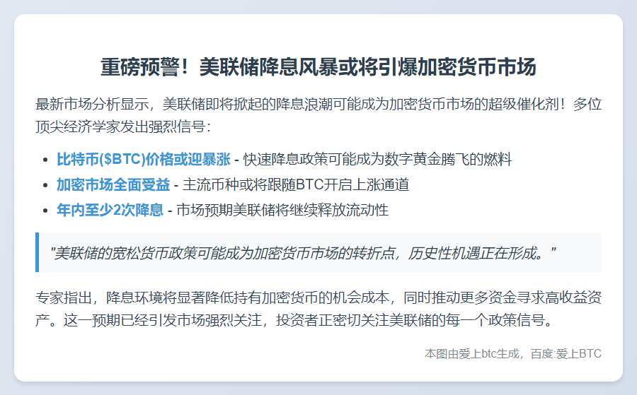 美联储降息或推高加密货币价格