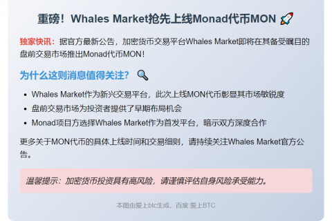 Whales Market上线Monad代币MON