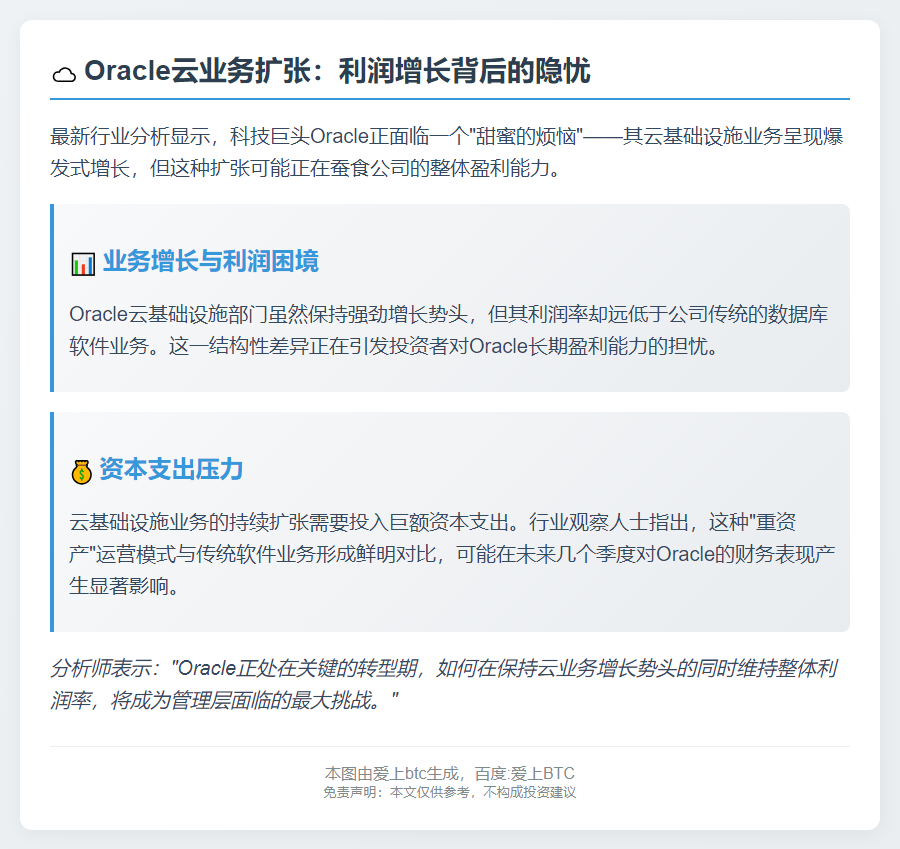 Oracle云扩张或拖累盈利