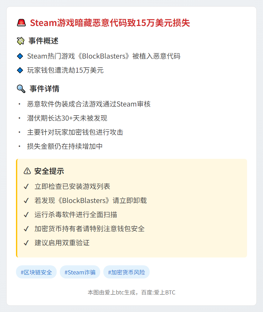 Steam游戏暗藏恶意代码致15万美元损失