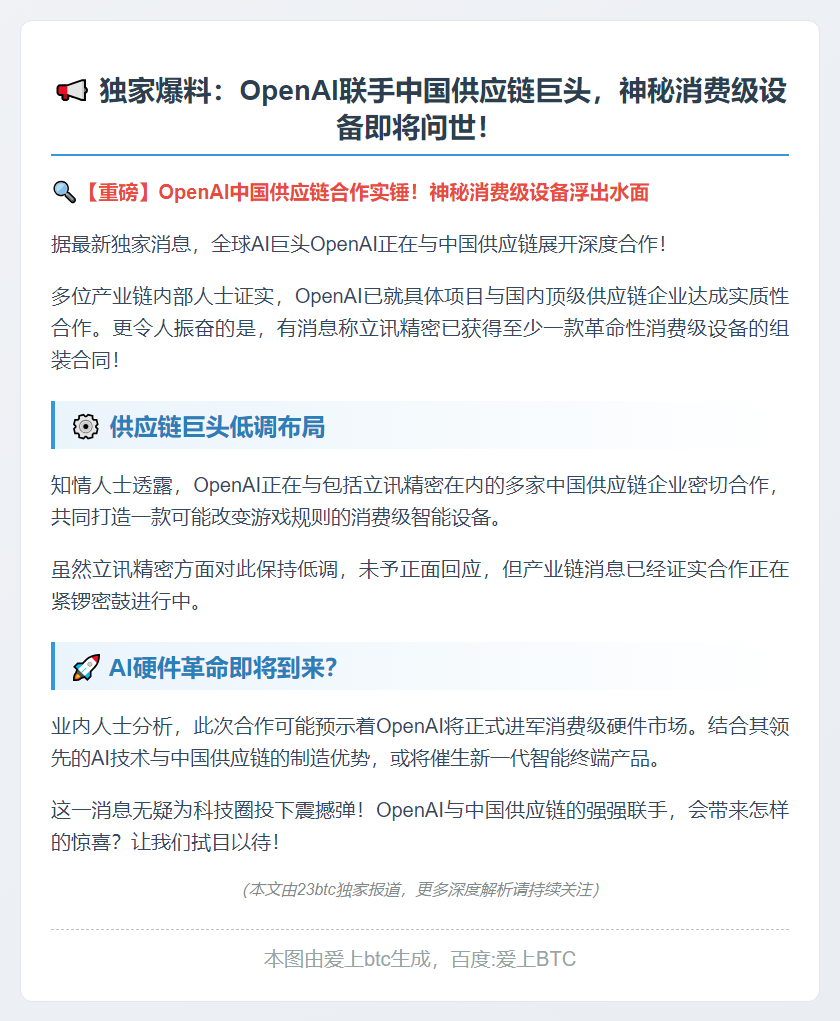 OpenAI与中国供应链合作获证实