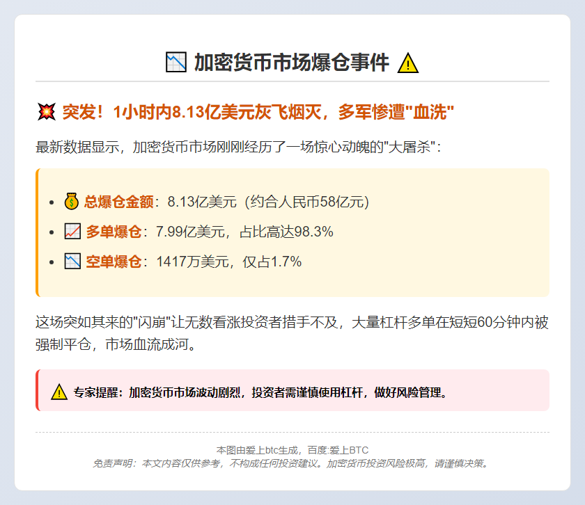 1小时爆仓8.13亿，多单重创