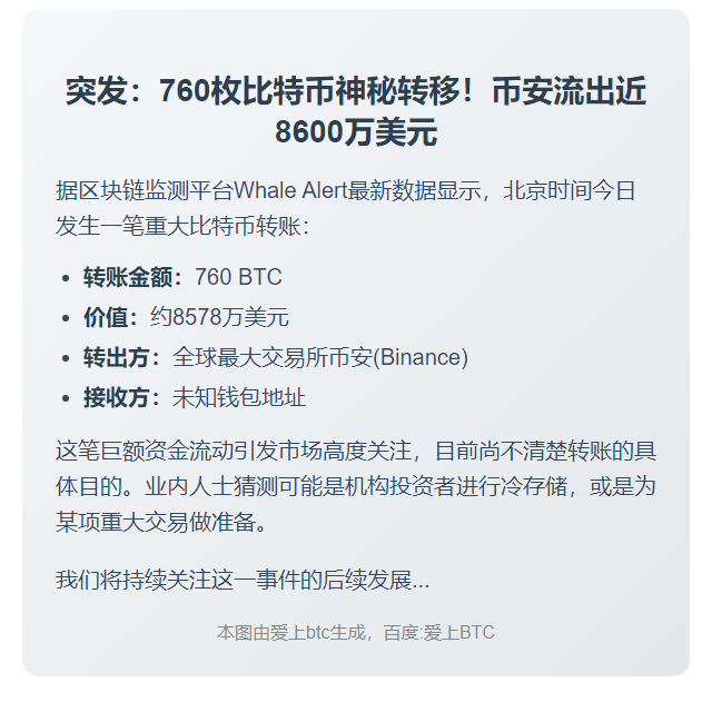 760枚比特币转至未知钱包