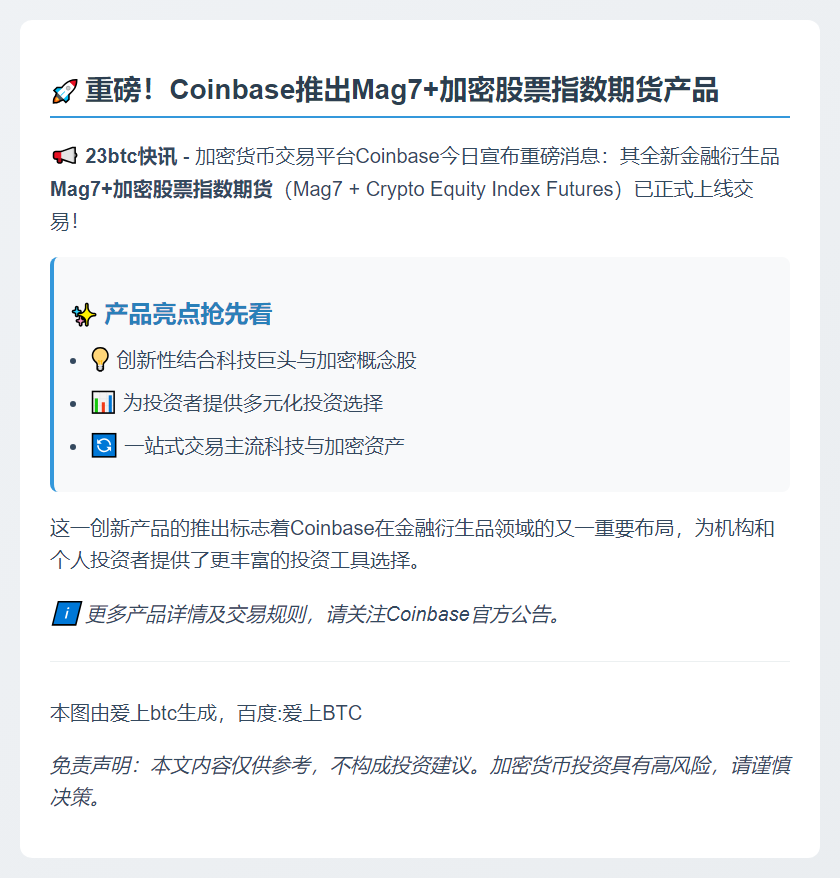 Coinbase推出Mag7加密股票期货