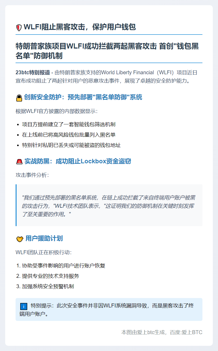 WLFI阻止黑客攻击，保护用户钱包