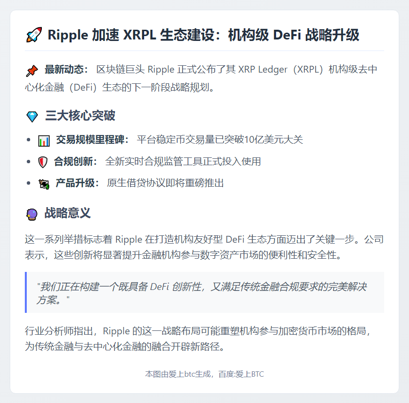 Ripple 公布 XRPL 机构级 DeFi 新计划