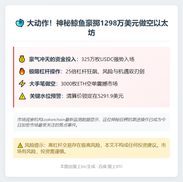 鲸鱼25倍杠杆做空1298万美元ETH