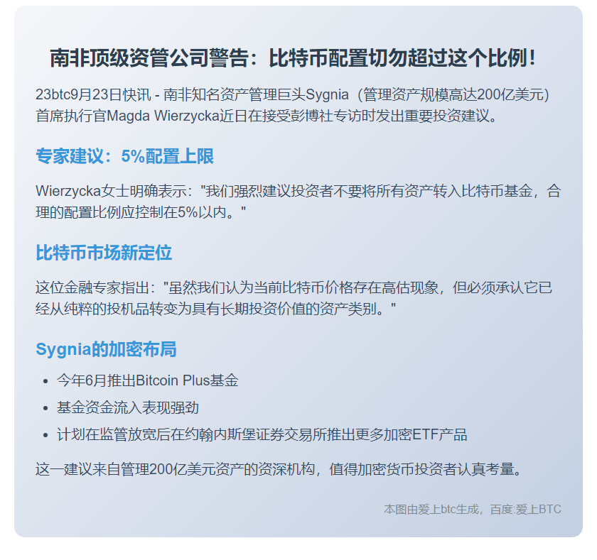 南非资管：比特币配置上限5%