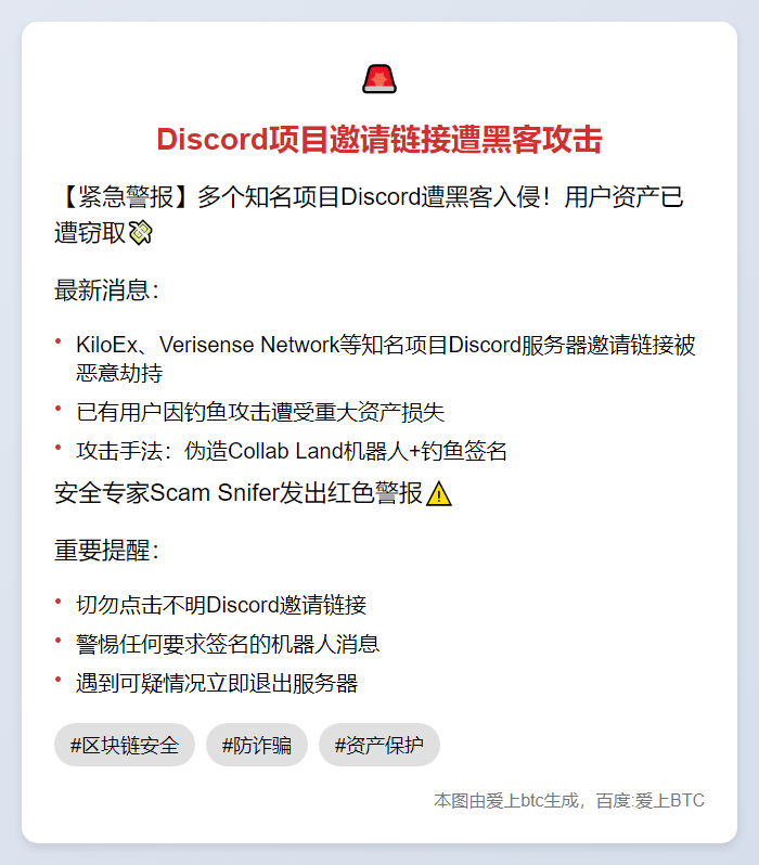 Discord项目邀请链接遭黑客攻击