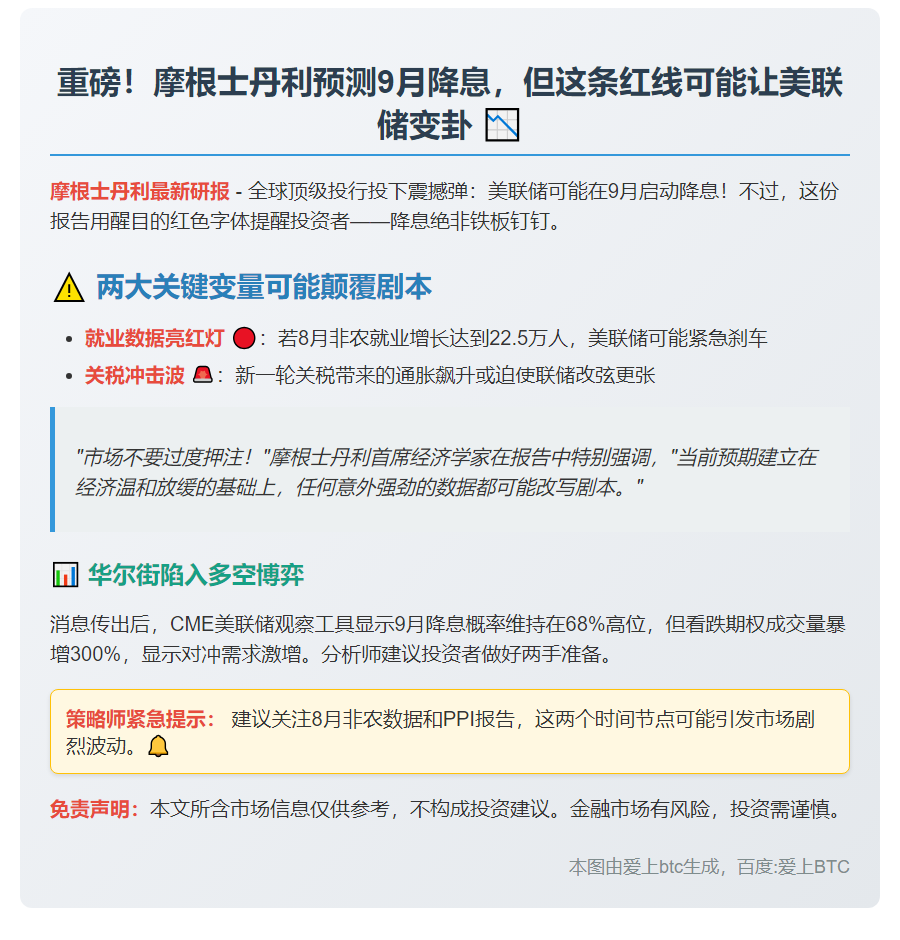 摩根士丹利：美联储9月或降息，但存变数