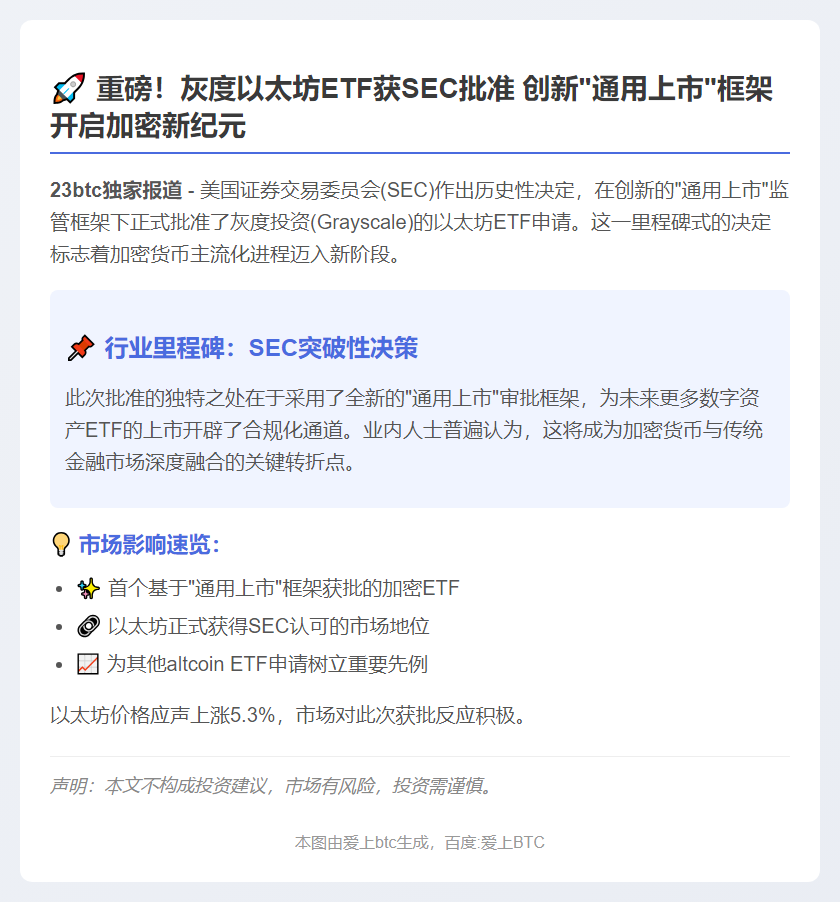 美SEC批准灰度以太坊ETF