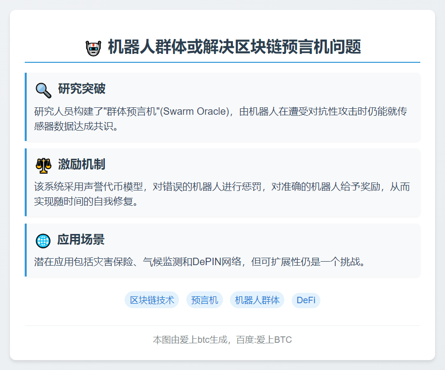 机器人群体或解决区块链预言机问题