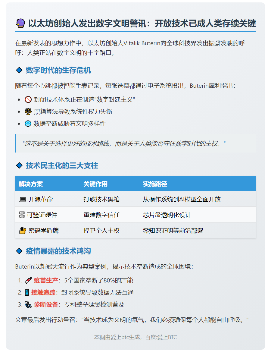 Vitalik：技术开放与可验证性至关重要