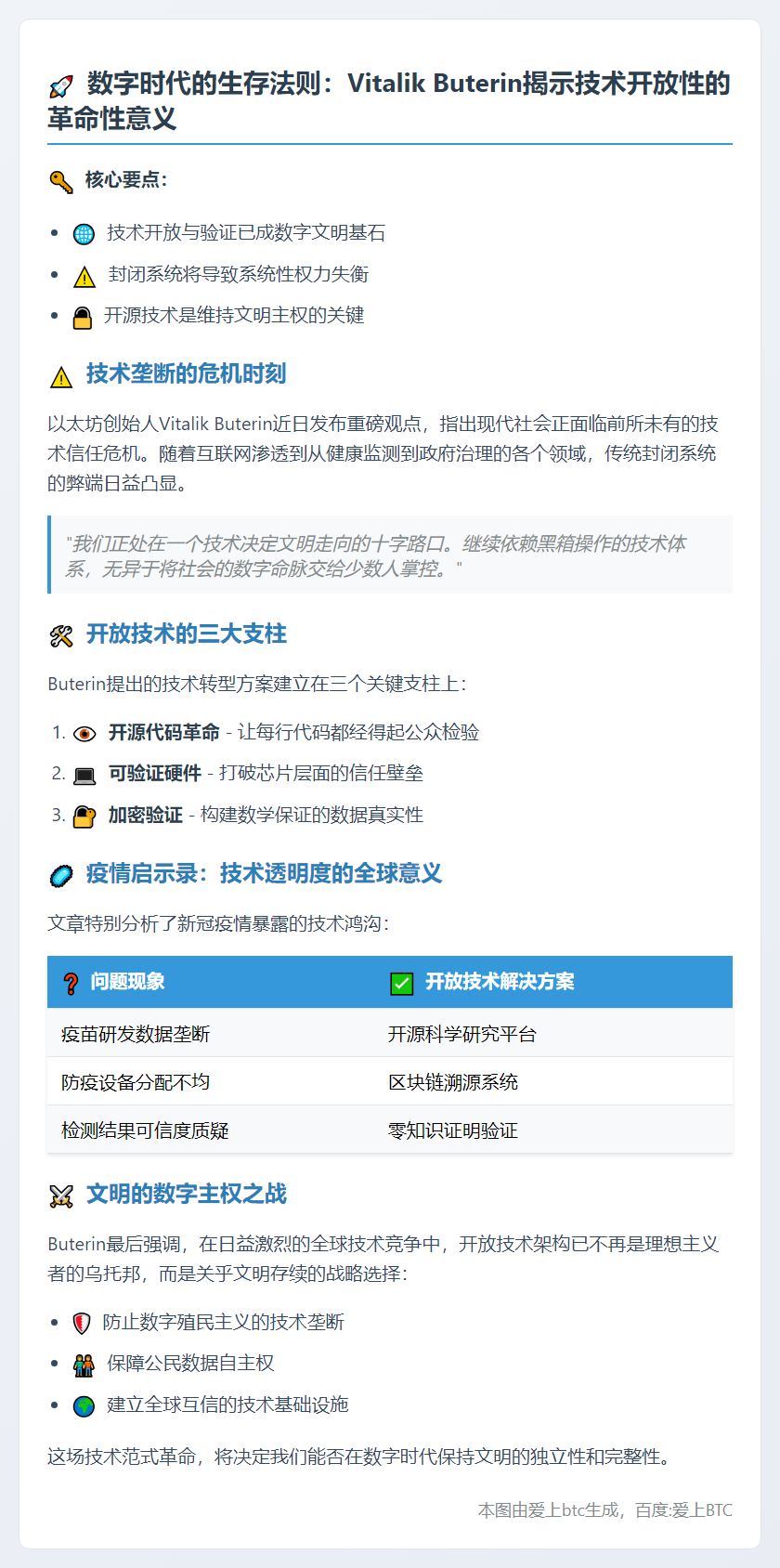 Vitalik：技术开放与可验证性至关重要