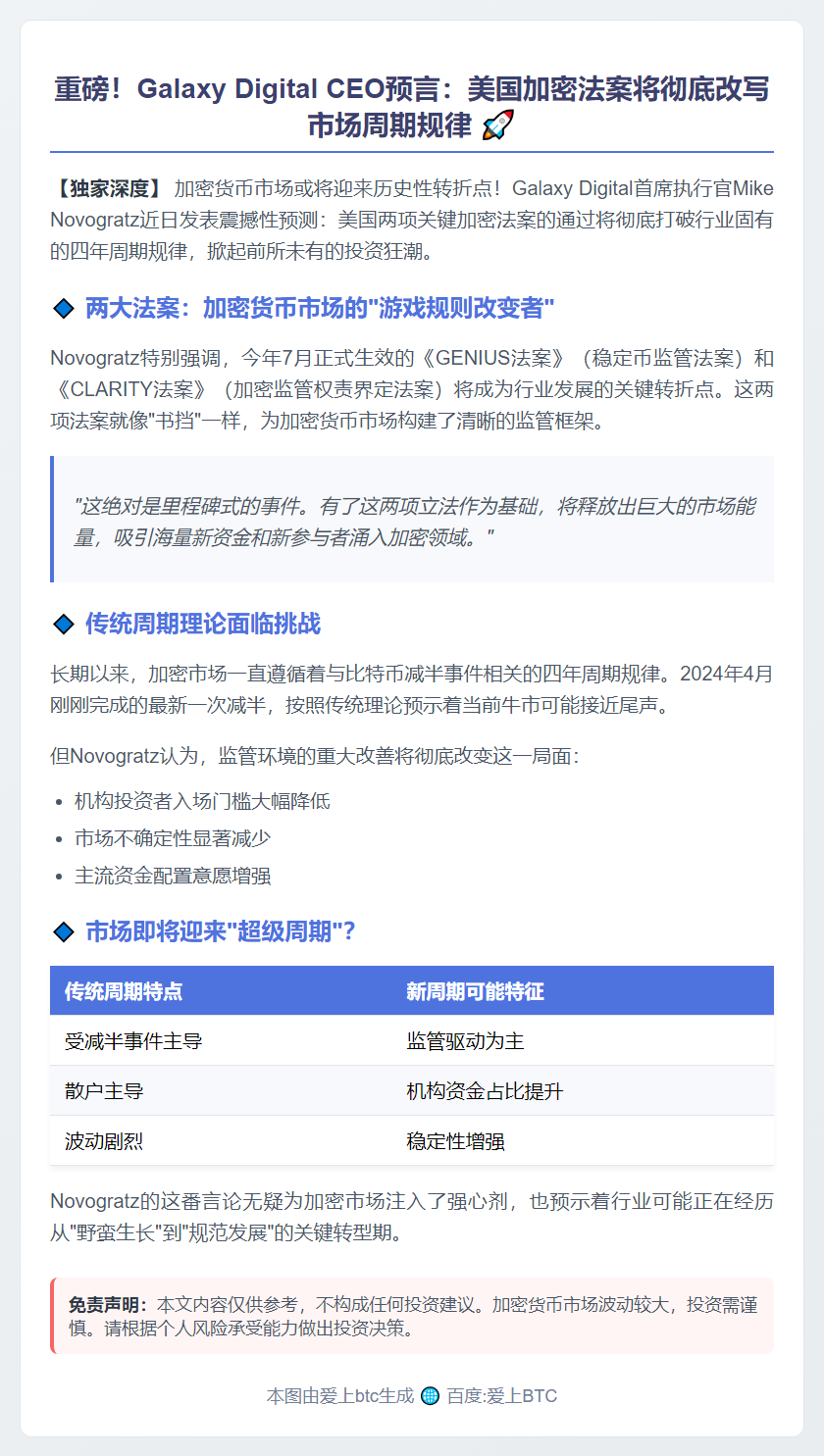 Galaxy CEO：加密法案将掀起投资潮